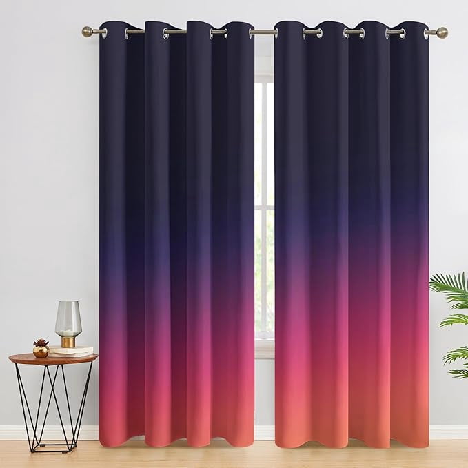 Black and Red Ombre Curtains for Bedroom Decor, Dark Burgundy Ombre ...
