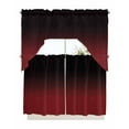thumbnail image 1 of Black Red Ombre Kitchen Curtain and Valance Set 3 Pieces, Rod Pocket Short Tier Curtains 36 Inch Length, Modern Abstract Art Gradient Swag Topper Small Window Treatment for Cafe Bathroom Bedroom, 1 of 6