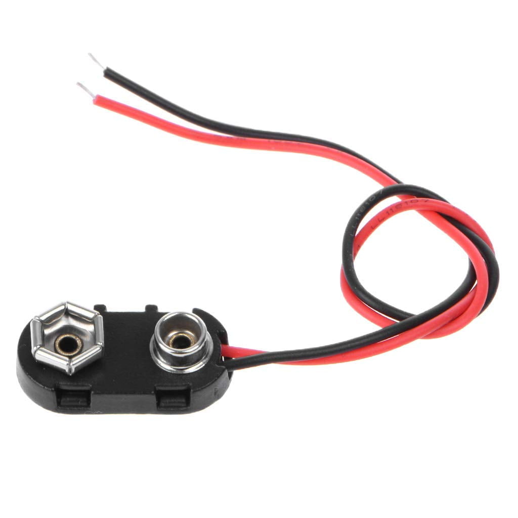 Black Red PP3 9V Battery Clip Connector I Tinned Wire Leads 150mm