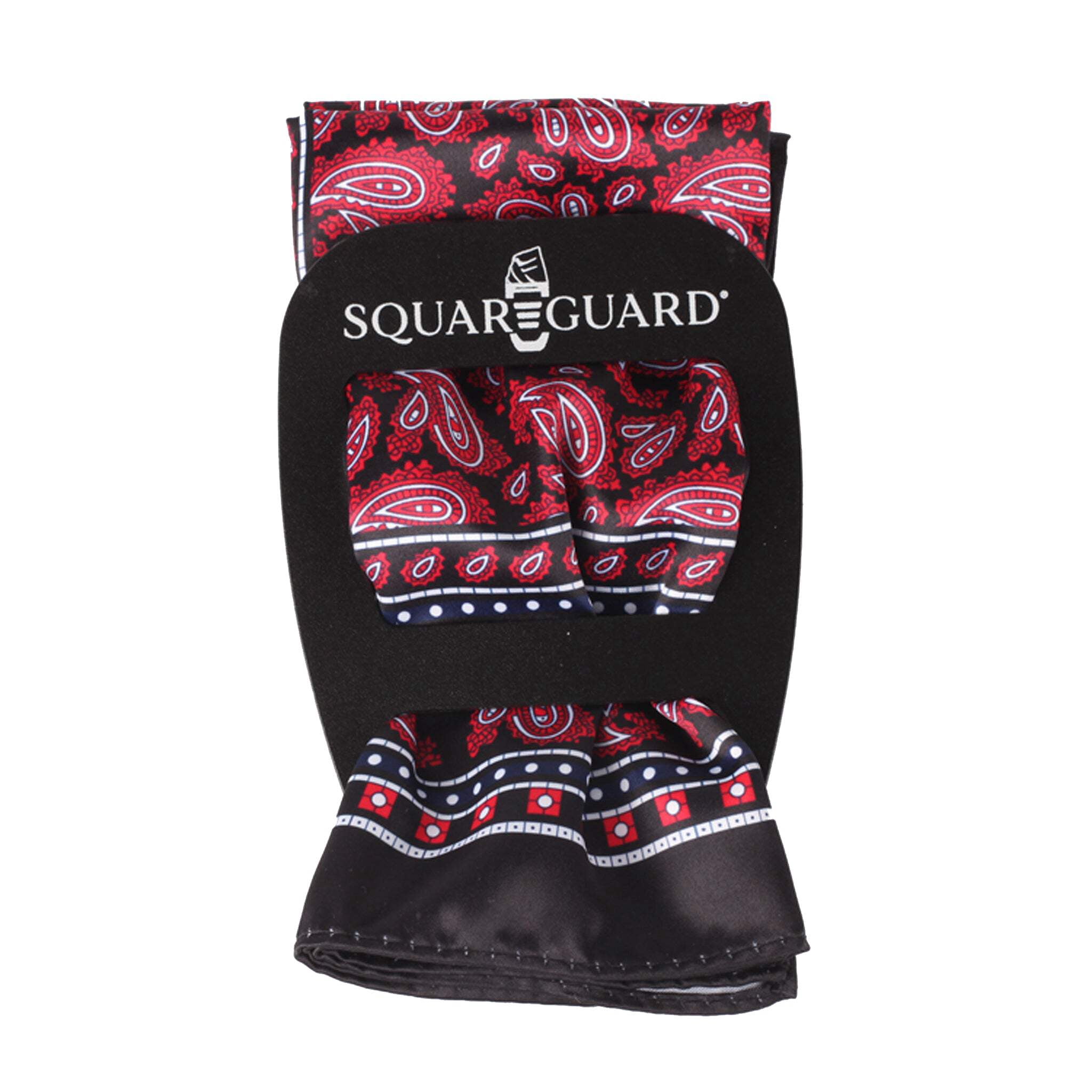 Black/Red Paisley Pocket Square + SquareGuard - Walmart.com