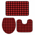 thumbnail image 1 of Black Red Plaid Bath Mat 3 Piece Bathroom Rug Set, Vintage Rustic Buffalo Checked Gingham Non Slip Bath Rug Contour Mat and Toilet Lid Cover, Absorbent Shower Mats Soft Bath Rugs and Mats Sets, 1 of 8