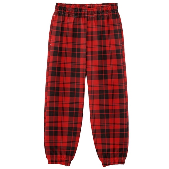 Black Red Plaid Boys Pants Kids Casual Sweatpants Joggers Toddler Sports Pants 3-10 Years