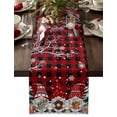 thumbnail image 1 of Black Red Plaid Christmas Cotton Linen Table Runner for Dining Kitchen, Gnomes Xmas Tree Snowflake Gifts Birds Wedding Outdoor Party Tablerunners Decoration, Dresser Scarf Tablecloth Runners 13"x60", 1 of 9