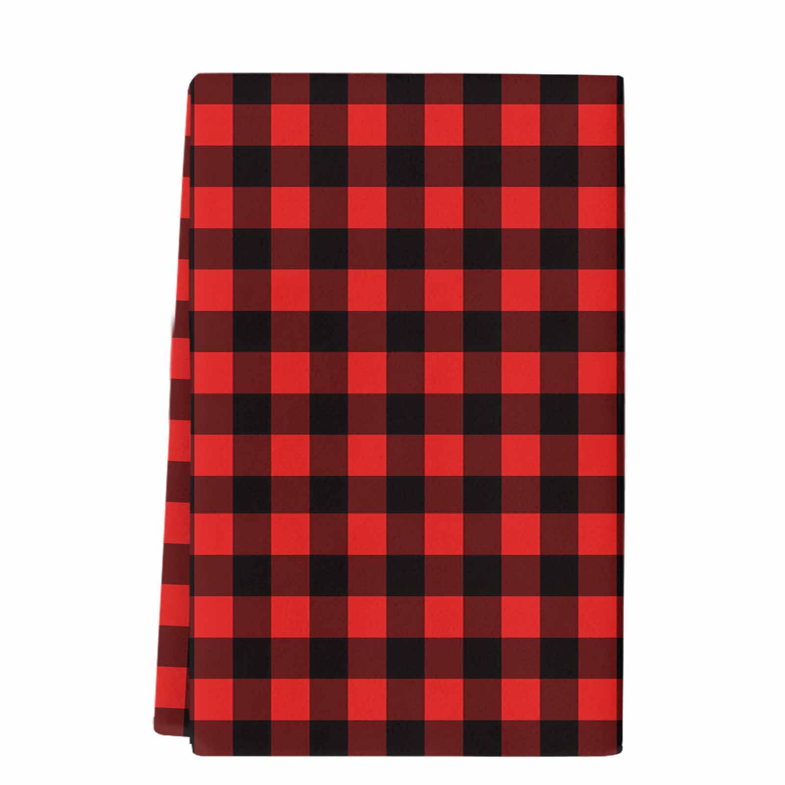 Black Red Plaid Kitchen Towels Set of 1, Absorbent Microfiber Dish Tea ...