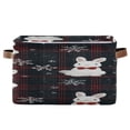thumbnail image 1 of Black Red Plaids White Rabbits Christmas Square Storage Bins with Handles Collapsible Containing Box 1 Pack, 1 of 9