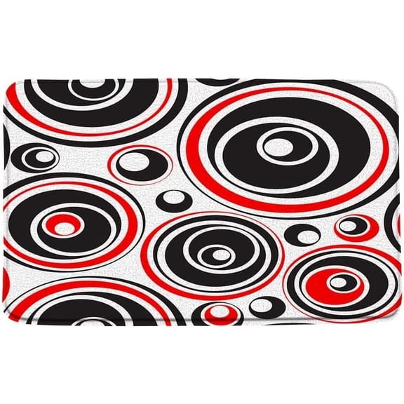 Black Red Polka Dot Bath Mat Abstract Geometric Circle Mid Century Funny Bubbles Classic Creative Art Retro 1950s 1960s Modern Vintage Bathroom Mat Bath Decor Rugs 30"x18"