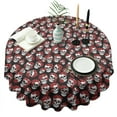 thumbnail image 1 of Black Red Rose Skull Pattern Round Tablecloth 60"x60",Wrinkle Wipeable Table Cloth for Kitchen Dining Room Picnic Patio Party, 1 of 6