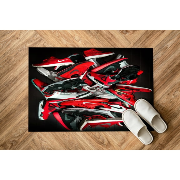 Black and Red Rug, Personalized Gifts Rug, Salon Rug, Runner Rugs, Basketball Rugs, Sport Rugs, Indoor Rug, Motivation Rugs, Front Door Rug, 2.3'x3.3' - 70x110 cm