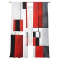 thumbnail image 1 of Black Red Sheer Curtains for Living Room Bedroom, Light-filtering Sheer Curtain, Color Block Stitching Rod Pocket Voile Window Treatment Drapes, 52’’Wx96’’L, 2 Panels Set, 1 of 7