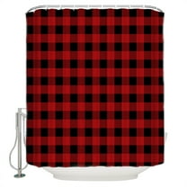 Black Red Shower Curtain, 36" x 72", Buffalo Plaid Checked Waterproof Bathroom Curtain Washable Shower Curtain Set with 12 Hooks