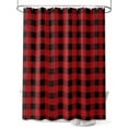 thumbnail image 1 of Black Red Shower Curtain, Buffalo Plaid Checked Waterproof Shower Curtain Set with 12 Hooks Lightweight Washable Fabric Shower Curtains for Bathroom 36x72 Inches, 1 of 6