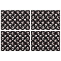 Black Red Skull Burst Pattern Summer Placemats Table Placemats Set Of 4-Linen Kitchen Washable Placemats Table Mats 11.8"x17.7" Non-Slip Heat Resistant