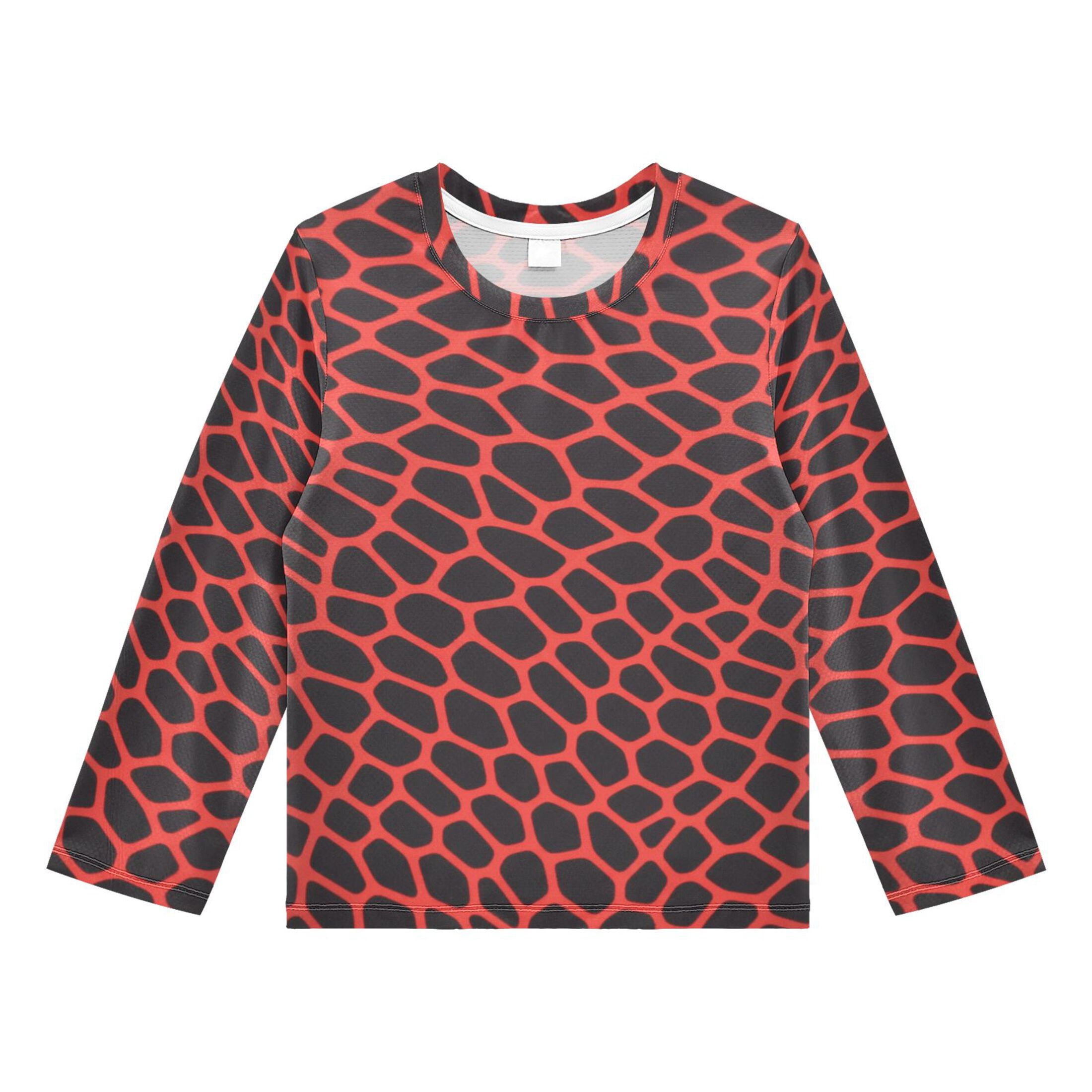 Black Red Snake Skin Boys' Rash Guard Shirts UPF 50 Plus Sun Protection ...