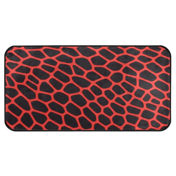 Black Red Snake Skin Kitchen Runner Rug 39x20 in Non Slip Absorbent Cushioned Laundry Bathroom