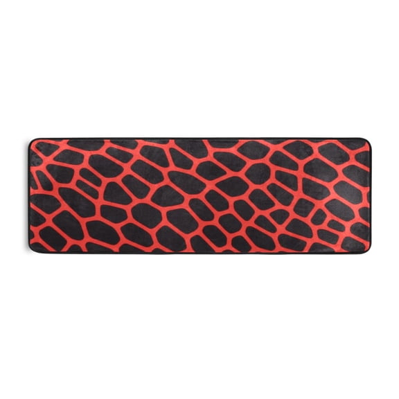 Black Red Snake Skin Runner Rug 24x72 Inch Cushioned Non Slip Soft Absorbent Floor Mat