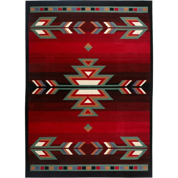 Black Red Southwestern 2x8 Area Rug Contemporary Floor Décor Runner Carpet Rugs - Actual Size 1'9" x 7'2"