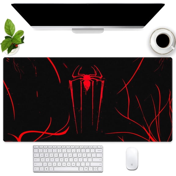Black and Red Spider Desk Mat XXL Large Gaming Mouse Pad Full Desk Computer Laptop Desk Pad Keyboard and Mousepad with Durable Stitched Edge Non-Slip Rubber Base 31.5''''X15.7''''
