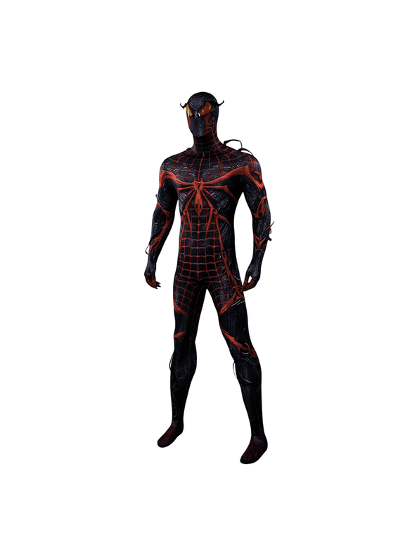 Black Red Spider Hero Bodysuit Tech Pattern Cosplay Costume Suit for Men Women Halloween Party Event