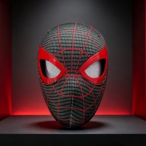 Black Red Spider Hero Mask Chin Control Blinking Eyes Helmet Game Edition Halloween Party Costume Photo Video Outfit Prop Color Box