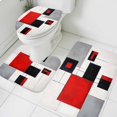 thumbnail image 1 of Black Red Square Bathroom Rugs Set Geometric Abstract Non Slip Absorbent Soft Bath Mats 3 Piece Set with Bathroom Rug, U-Shaped Floor Mat, Toilet Seat Cover Small Size, 1 of 9