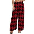 thumbnail image 1 of Black Red Straight Pants Check Print Modern Wide Leg Pants Ladies Oversize Street Style Custom Trousers, 1 of 2