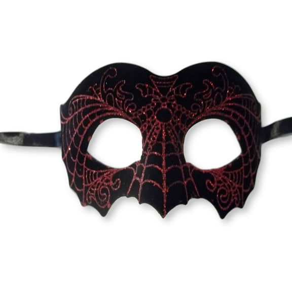 Black Red Suede Leather Laser Cut Venetian Masquerade Prom Mask Goth