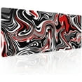 thumbnail image 1 of Black Red Swirl Gaming Mouse Pad XL Gray Marble Grey Fluid Design Extended Large Mat Mousepad Desk Pad Non-Slip Rubber Base Stitched Edge Long Keyboard Pad for Computer,31.5×11.8 Inch, 1 of 14