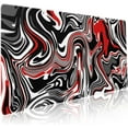 thumbnail image 1 of Black Red Swirl Gaming Mouse Pad XXL Gray Marble Grey Fluid Design Extended Large Mat Mousepad Desk Pad Non-Slip Rubber Base Stitched Edge Keyboard Pad Playmat for Computer,35.4×15.7 Inch, 1 of 6