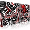 thumbnail image 1 of Black Red Swirl Gaming Mouse Pad XXL Gray Marble Grey Fluid Design Extended Large Mat Mousepad Desk Pad Non-Slip Rubber Base Stitched Edge Keyboard Pad Playmat for Computer,35.4×15.7 Inch, 1 of 6