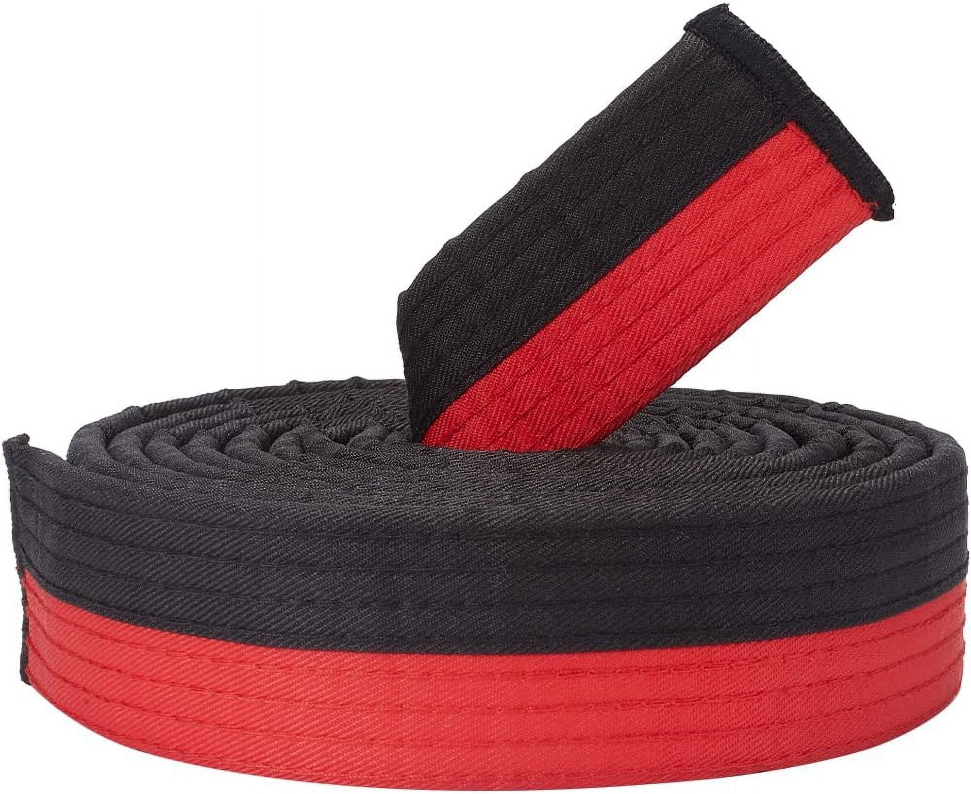 Black Red Taekwondo Belt Polyester Martial Arts Belt Judo Karate TKD Aikido Uniform Ranking Belt Long Soft Universal Fit Belts Jiu Jitsu for, image size:2000x1636