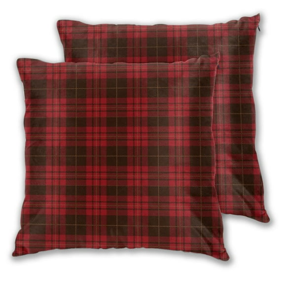 Black Red Tartan Couch Square Decorative Throw Pillow Covers Set of 2 for Sofa Bed Cushion Covers Home Decor 18"x18"