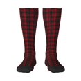 thumbnail image 1 of Black Red Tartan Pattern Knee High Socks for Women Long Leg Warmers Socks, 1 of 7