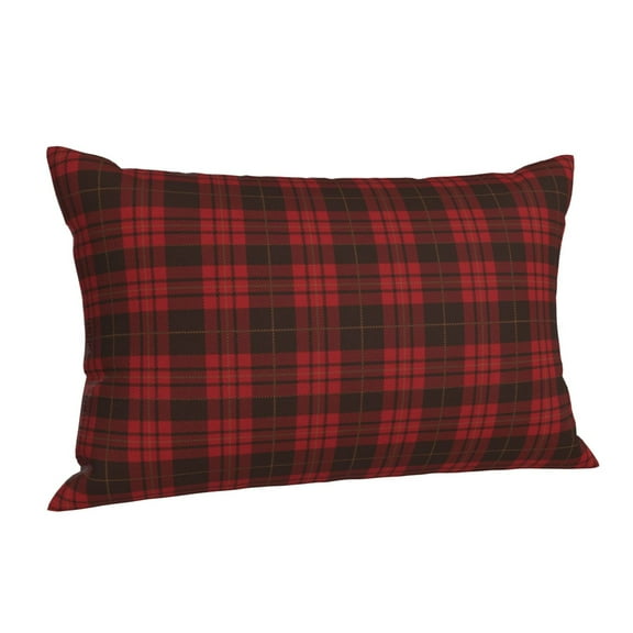 Black Red Tartan Rectangle Throw Pillow Cover Cushion Case Hidden Zipper Home Decorative Pillowcase Printed 14"x20"