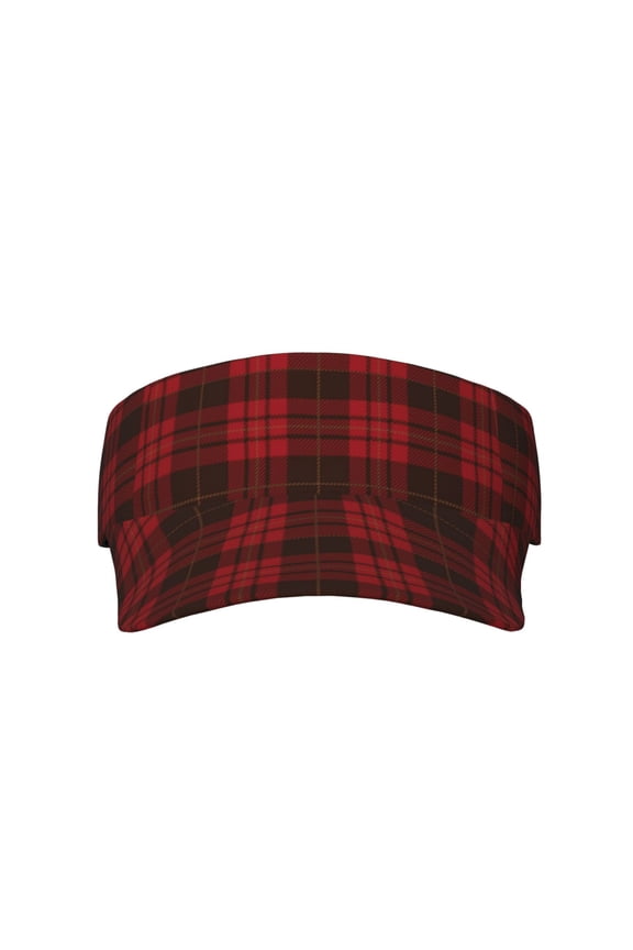 Black Red Tartan Sports Sun Visor Hats Adjustable Sun Visor Caps For Women And Men