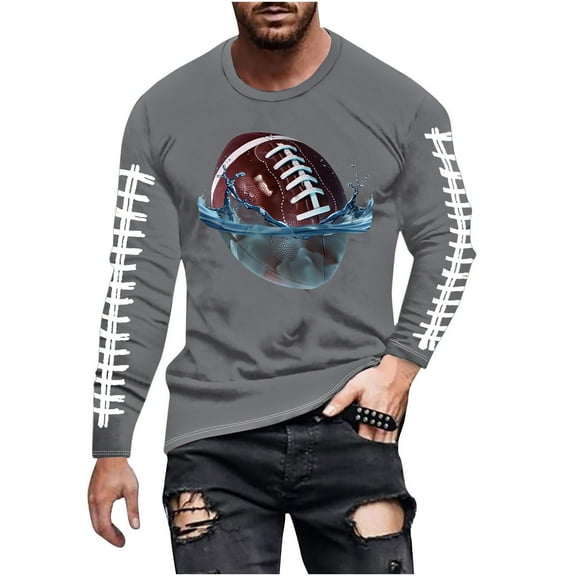 Raeneomay Long Sleeve Shirts for Men Fashion Men's Printed Round Neck Casual T-Shirt Long Sleeve Top Shirt