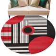 thumbnail image 1 of Black Red White Geometric Round Area&nbsp;Rug 7ft Round Lines Non-Slip&nbsp;Washable Circle Rugs Soft Felt Indoor Floor Mat for Bedroom Kitchen Living Room Bathroom, 1 of 9