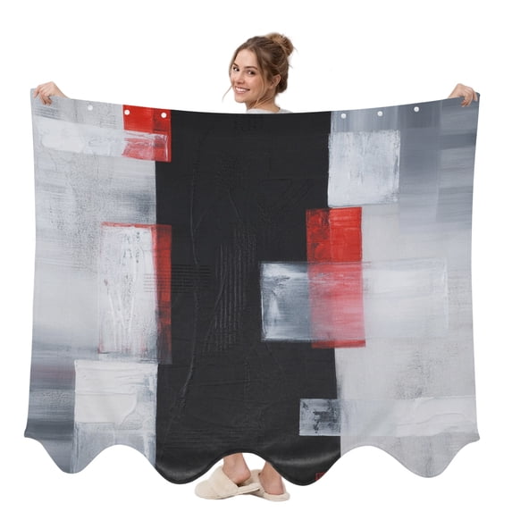 Black Red White Geometric Wearable Blanket, Distressed Modern Painting ...