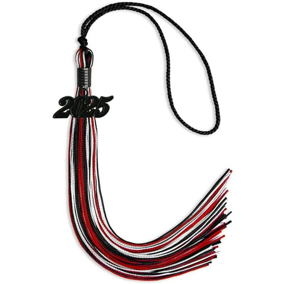 Endea Graduation Black/Red/White Mixed Color Graduation Tassel with Black Date Drop
