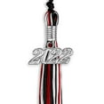 thumbnail image 1 of Black/Red/White Mixed Color Graduation Tassel with Silver Date Drop, 1 of 2