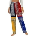 thumbnail image 1 of Black Red Yellow Blue Paisley Bandana Winter Female Pants Flannel High Waist Women Pants Lady Warm Straight Leg Plush Trousers, 1 of 7