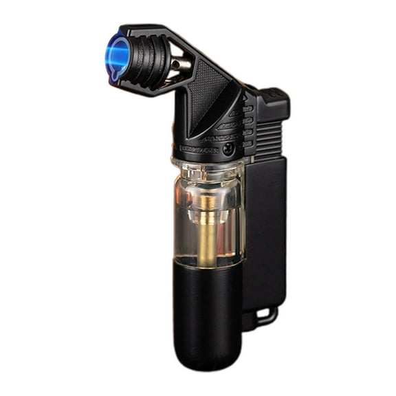 Black Refillable Butane Elbow Small Torch Lighter With Adjustable Flame For Cooking Baking Diy Crafts Soldering Windproof Gas Igniter 1Pc 0.11 Lb
