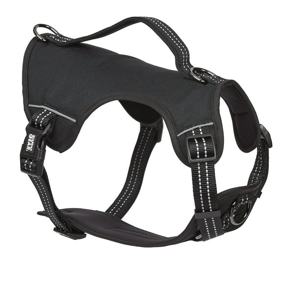Black Reflective Nylon Dog Harness Adjustable Padded High Visibility 4 Sizes (12 to 20 Inch)