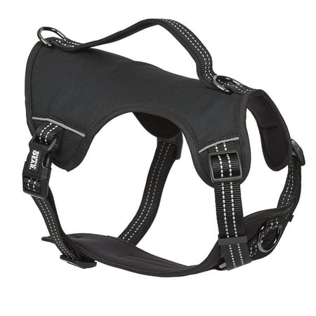 Black Reflective Nylon Dog Harness Adjustable Padded High Visibility 4 Sizes (24 to 35 Inch)
