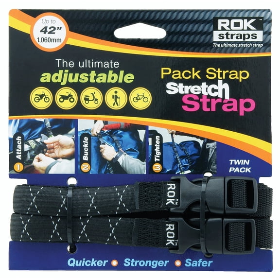 Black/Reflective Sz 42" Rok Straps Medium Duty Adjustable Tiedowns
