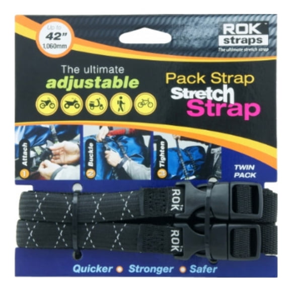 Black/Reflective Sz 42" Rok Straps Medium Duty Adjustable Tiedowns