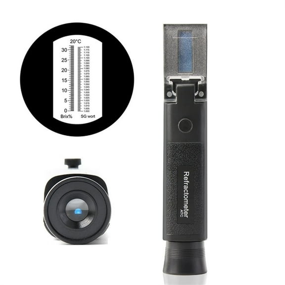 Black Refractometer Beer Brix Wort Sugar Alcohol Meter 0-30%1.000-1.120 SG Proportion Handheld Tool Hydrometer Tester ,High Accuracy