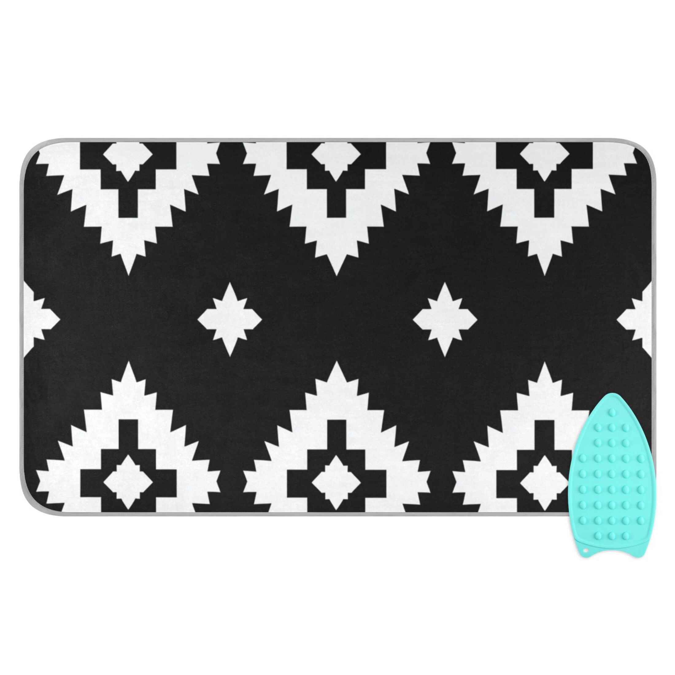 Black Regular Squares Ironing Mat Blanket Portable Travel Ironing Pad Heat Resistant Pad 47.2" x 27.6”