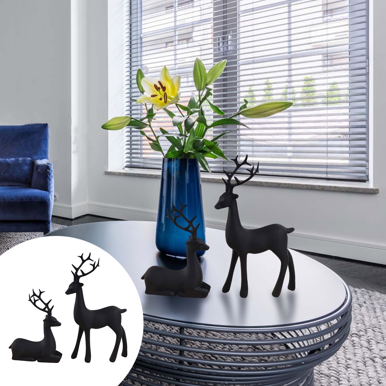 Black Reindeer Christmas Decoration ,Christmas Deer Table Decoration, Xmas Resin Reindeer ...