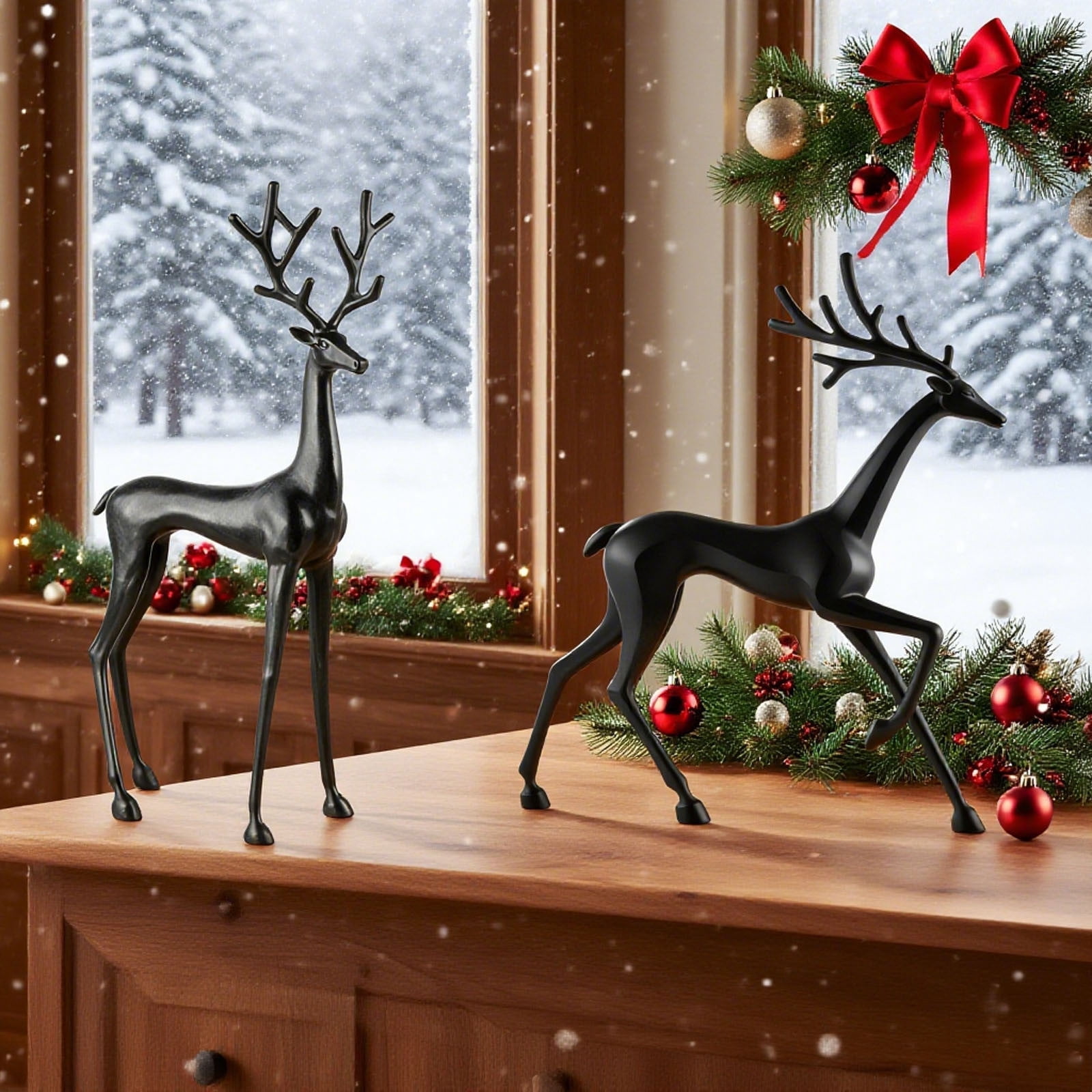 Black Reindeer Christmas Decoration,European-Style Imitation Reindeers