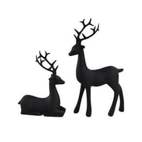 Black Reindeer Decor ,Black Christmas Reindeer Figurines 2Pcs ,Small Reindeer Christmas Decoration Indoor Tabletop Reindeer Statue Christmas Decor